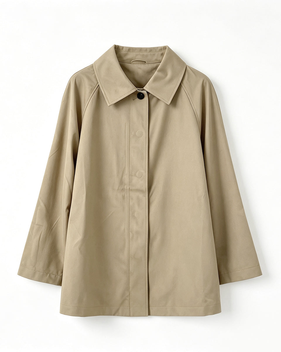 Wool Silk A‑Line Trench Coat