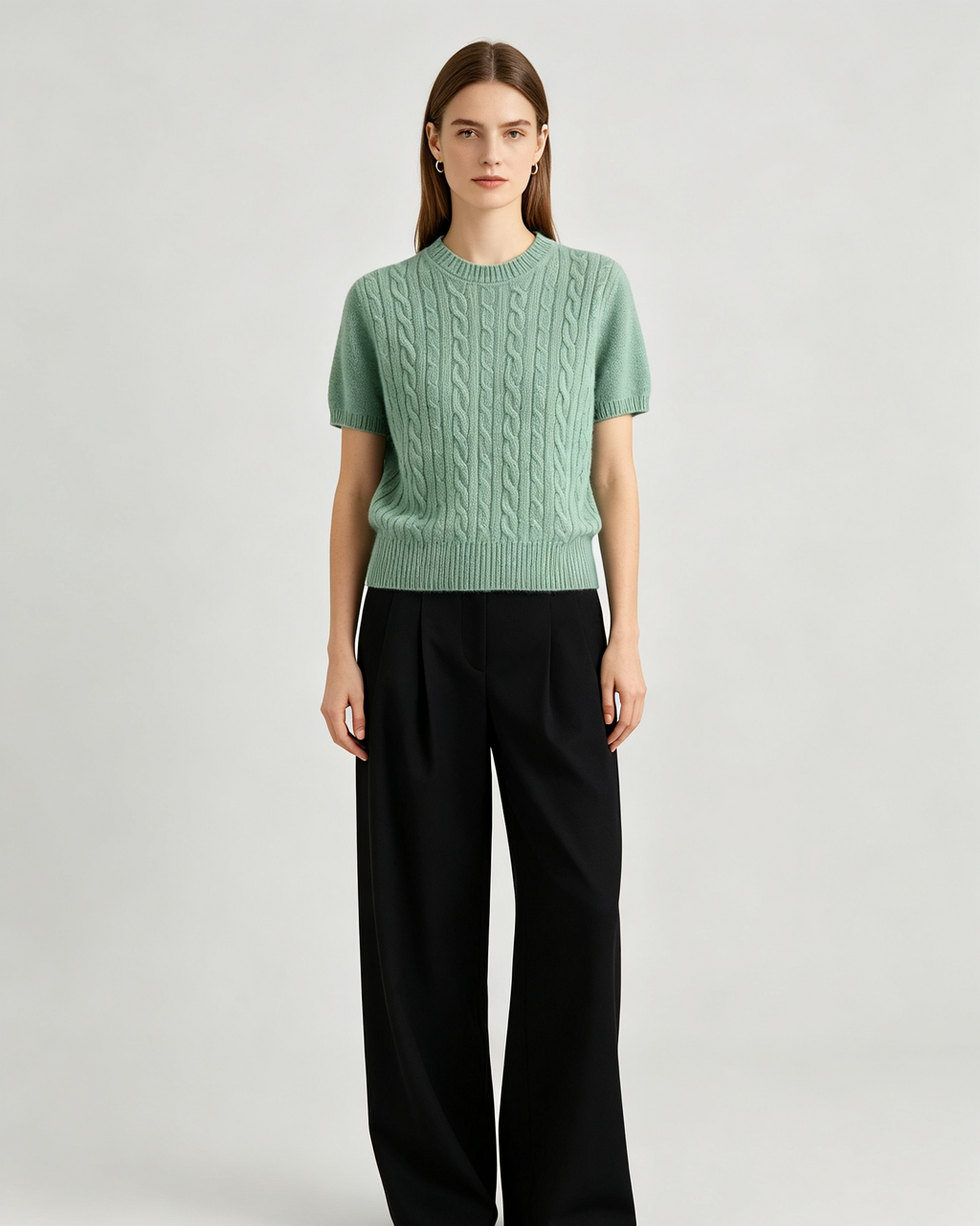 Cable‑Knit Cashmere Tee