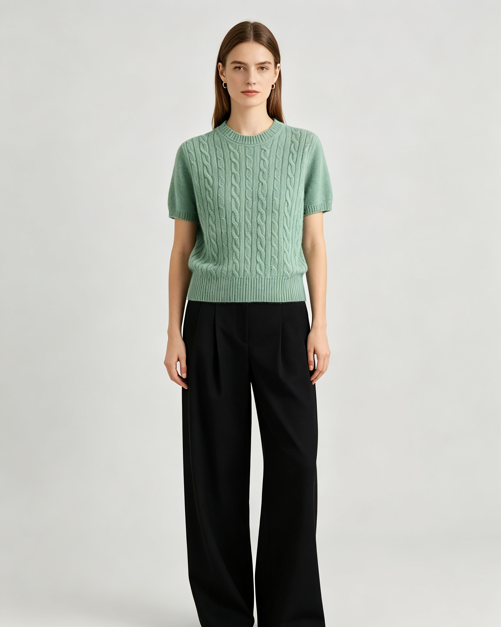 Cable‑Knit Cashmere Tee