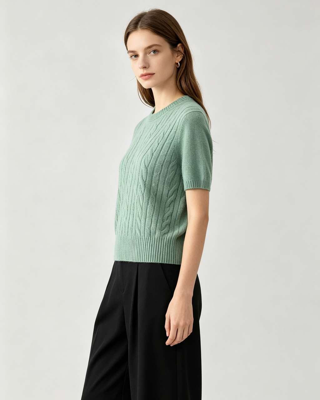 Cable‑Knit Cashmere Tee