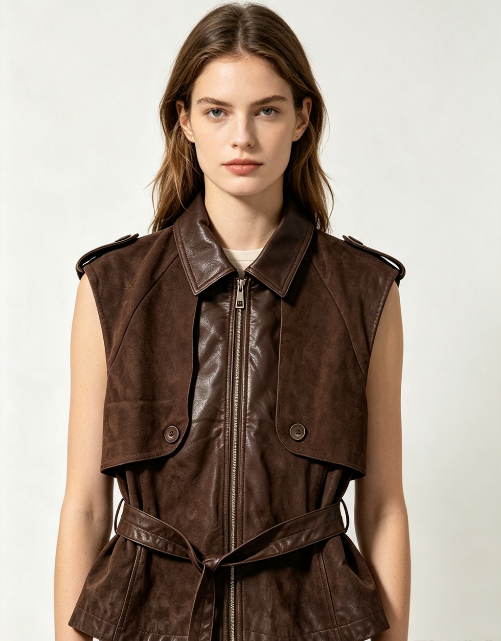 Leather Waist‑Tie Vest