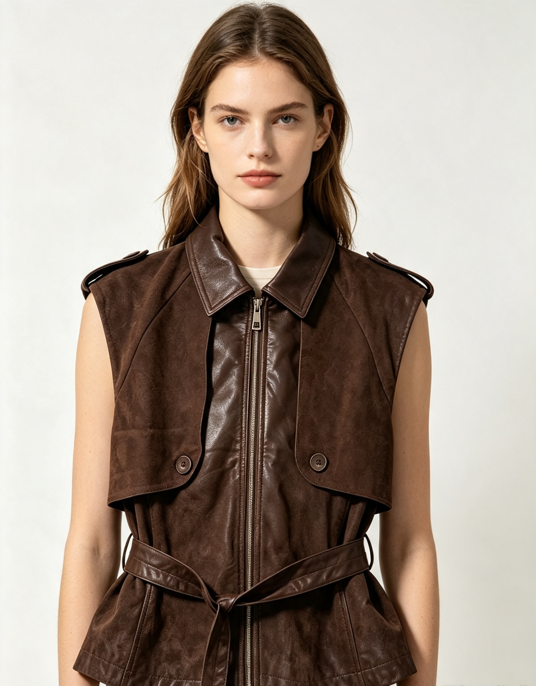 Leather Waist‑Tie Vest