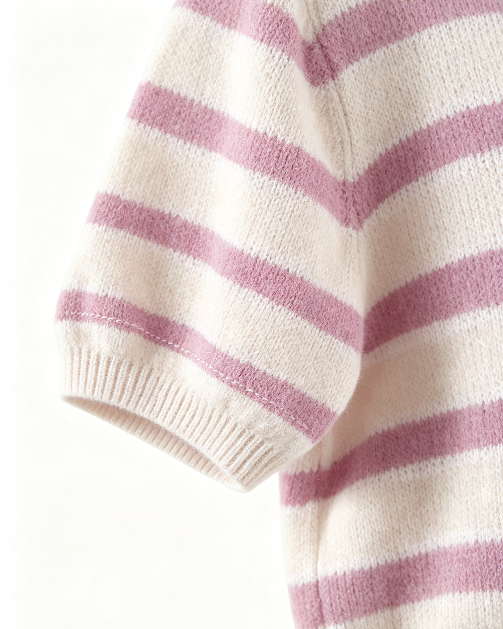 Striped Cashmere Short‑Sleeve Top