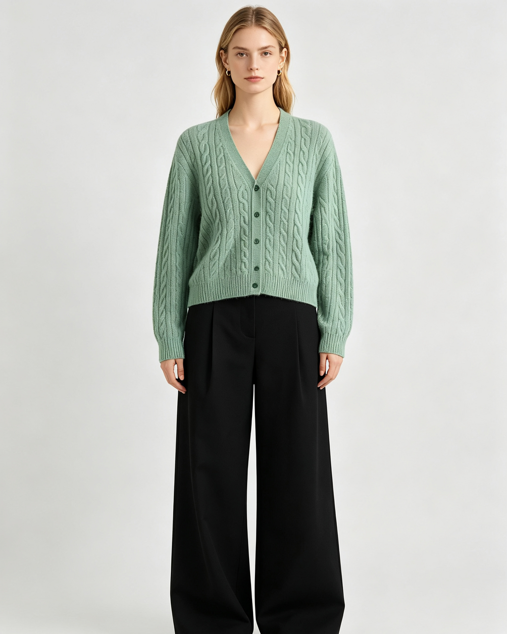 Cable‑Knit Cashmere Cardigan