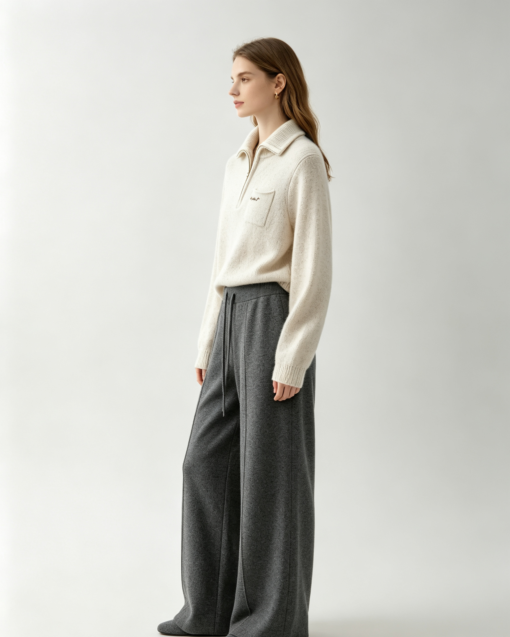 Half‑Zip Speckled Cashmere Sweater