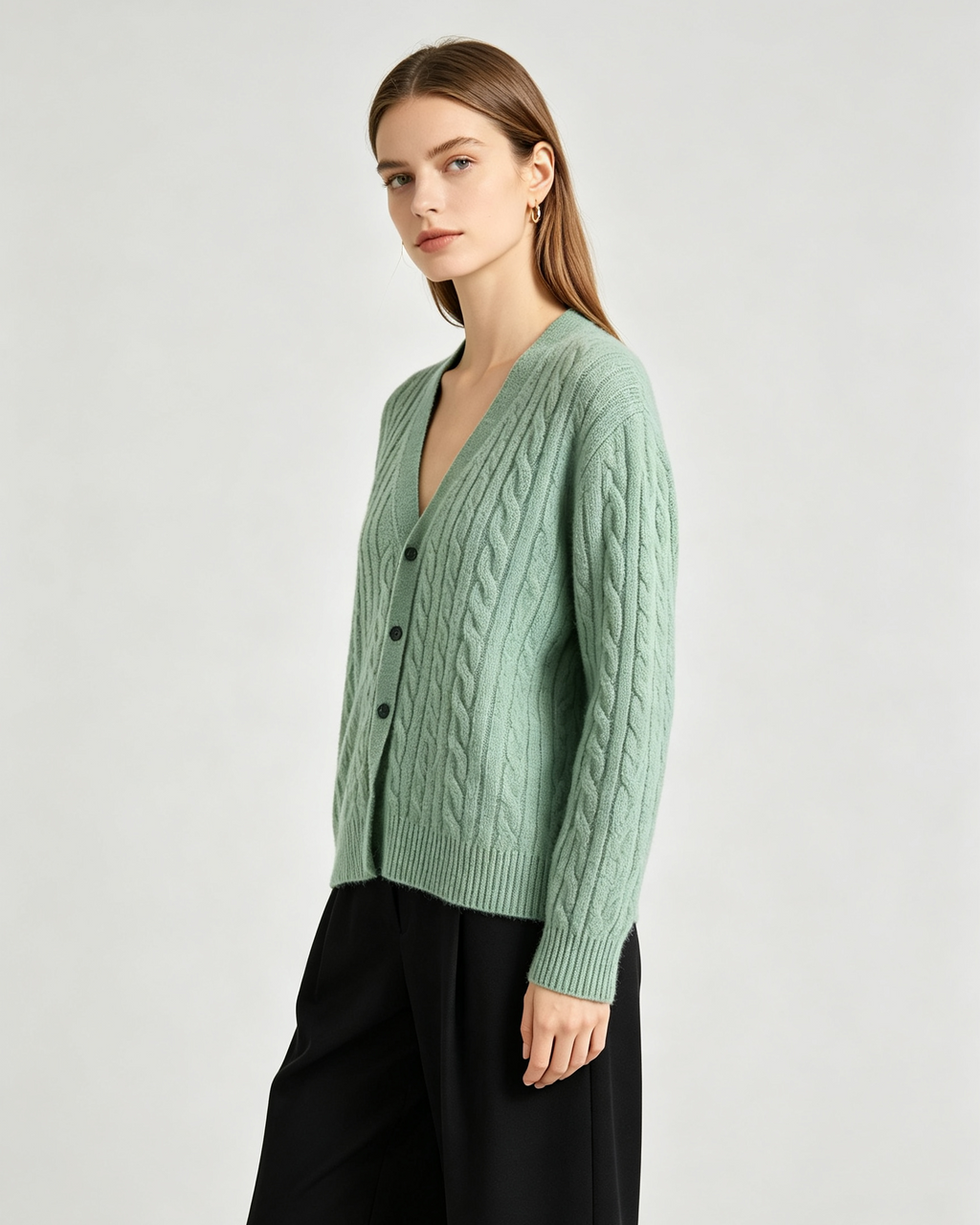 Cable‑Knit Cashmere Cardigan