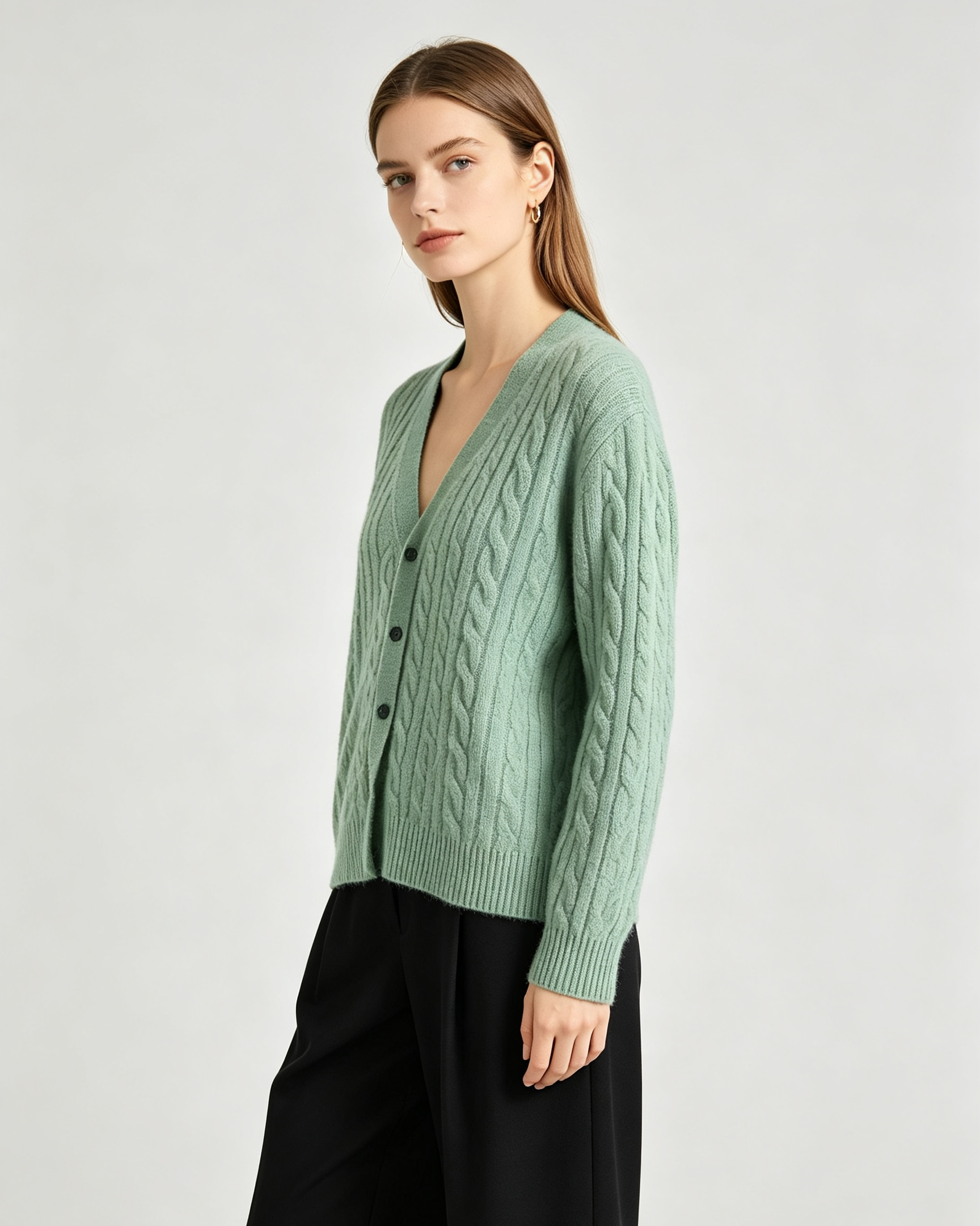 Cable‑Knit Cashmere Cardigan