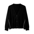 Contrast‑Trim Wool Cardigan