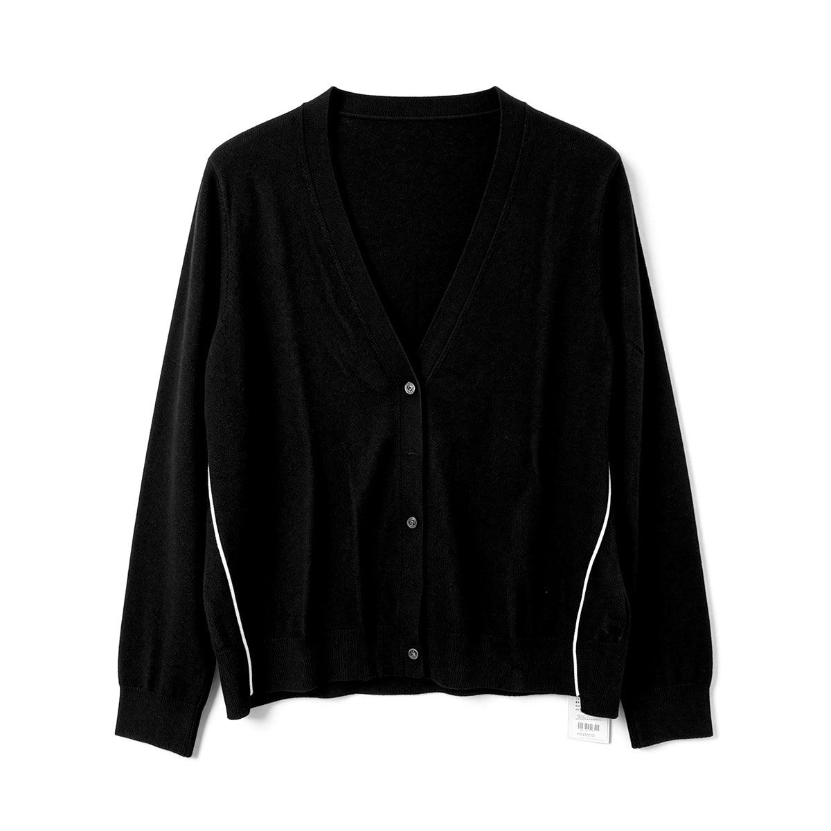 Contrast‑Trim Wool Cardigan