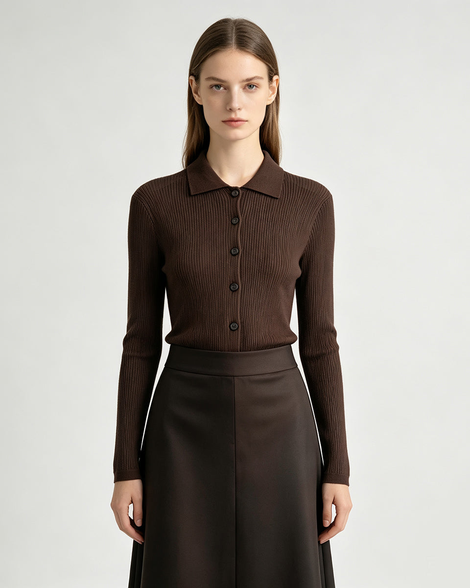 Polo Rib Knit Cardigan