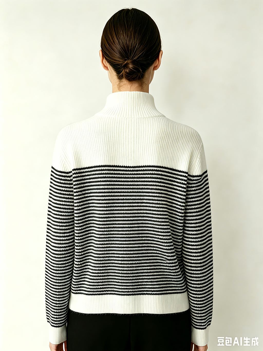 Striped Half-Zip Wool Sweater