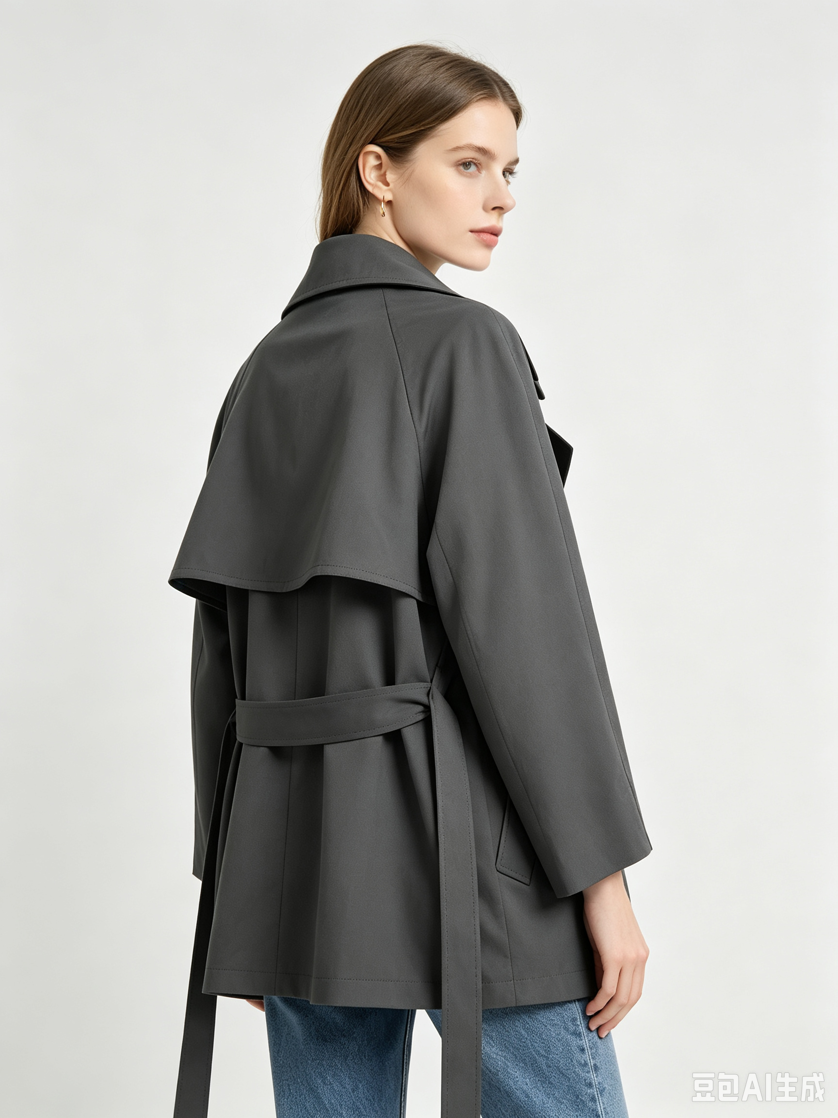 Wool Silk Belted Trench Coat