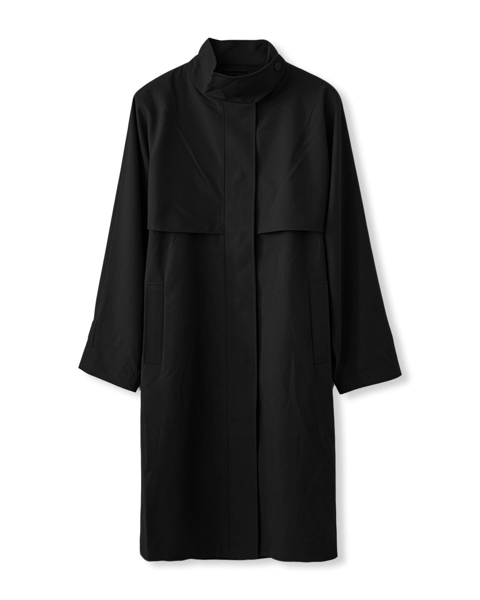 Wool Silk Stand‑Collar Trench