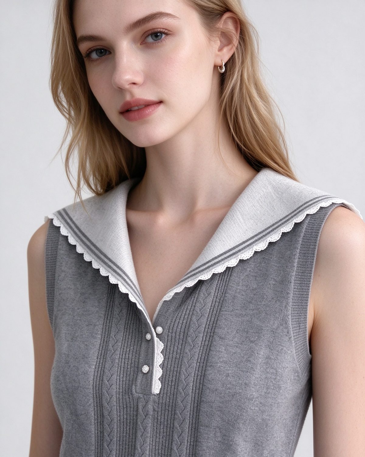 Navy Collar Cashmere Tank