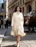 Stand‑Collar Drawstring Trench Coat