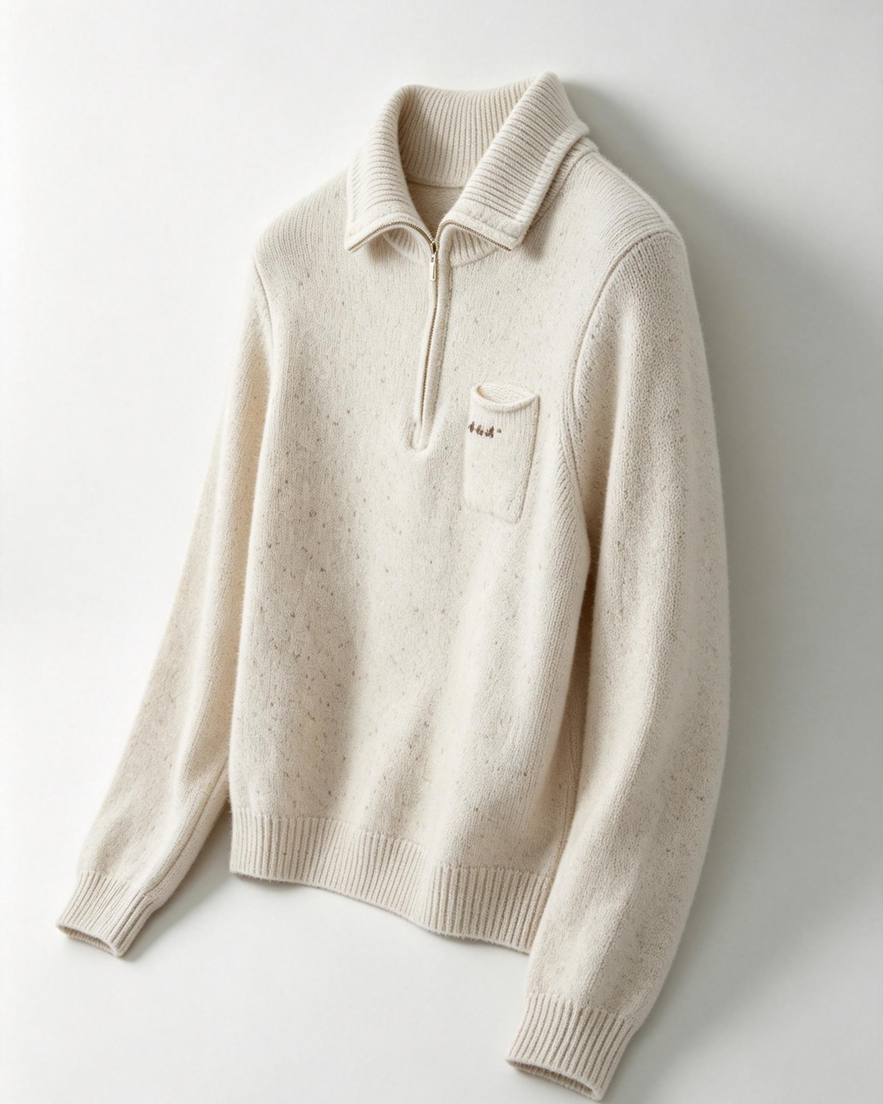 Half‑Zip Speckled Cashmere Sweater