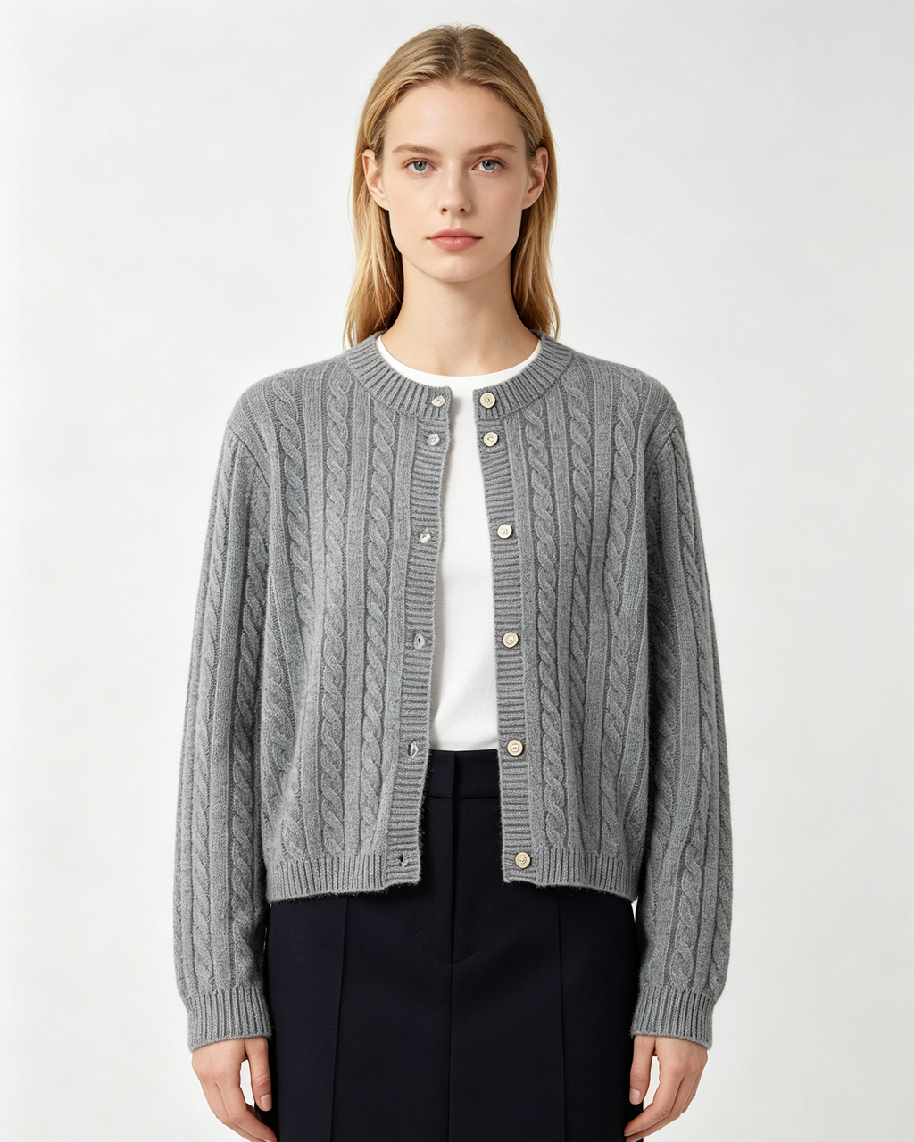 Cable‑Knit Cashmere Cardigan