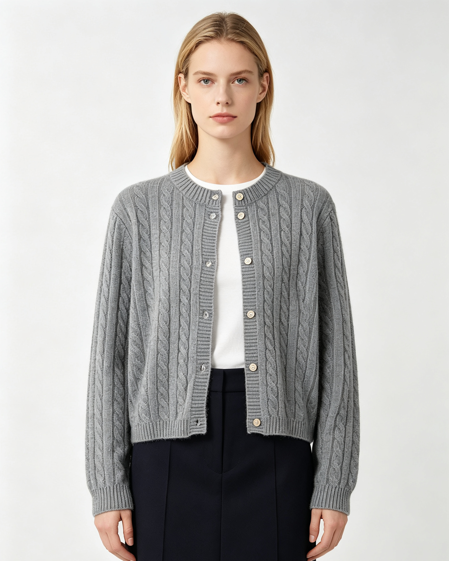 Cable‑Knit Cashmere Cardigan