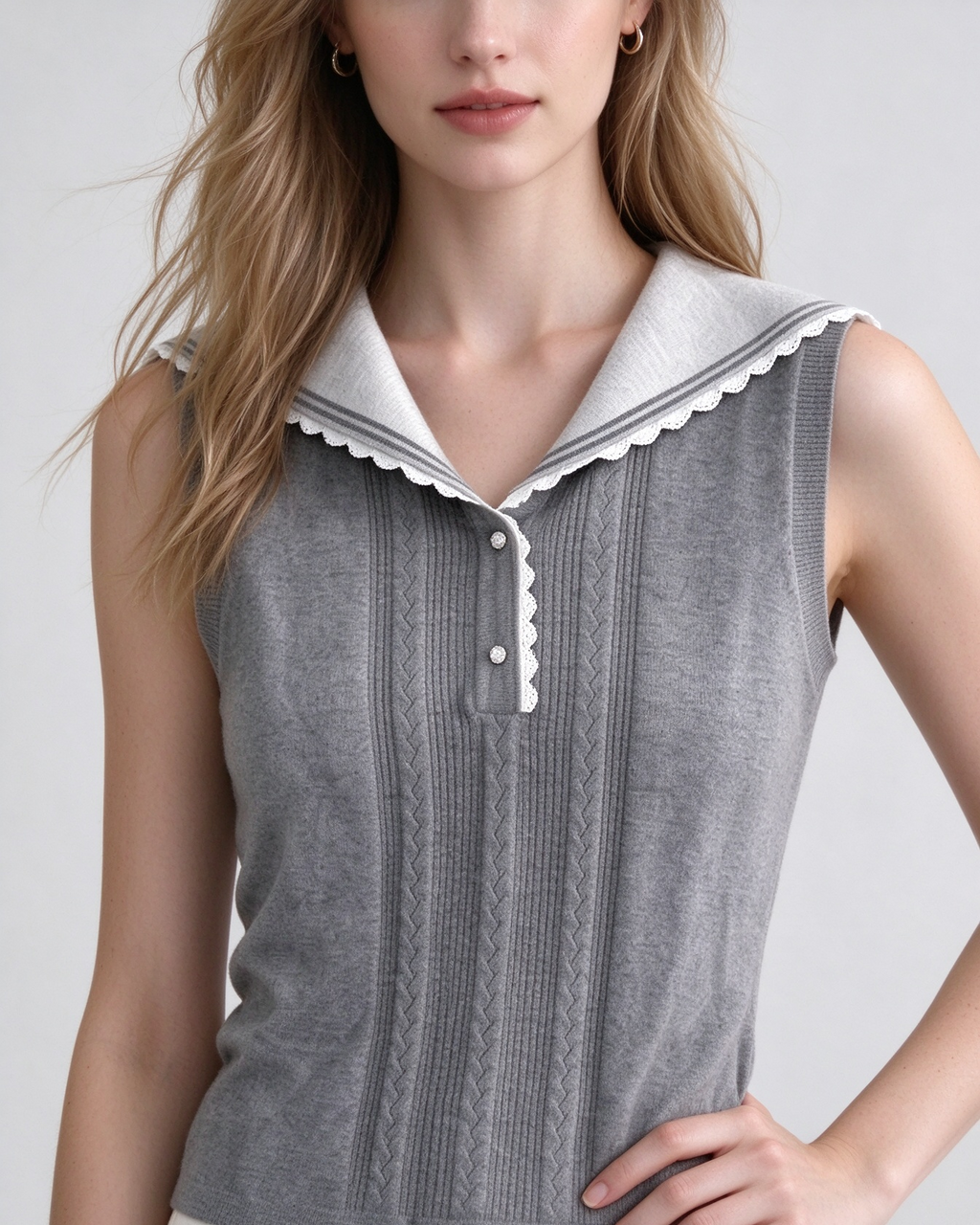 Navy Collar Cashmere Tank