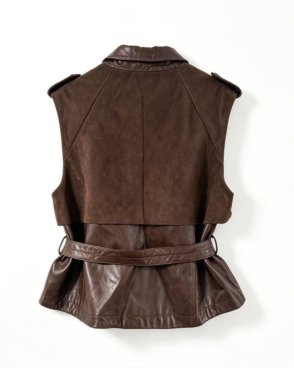 Leather Waist‑Tie Vest