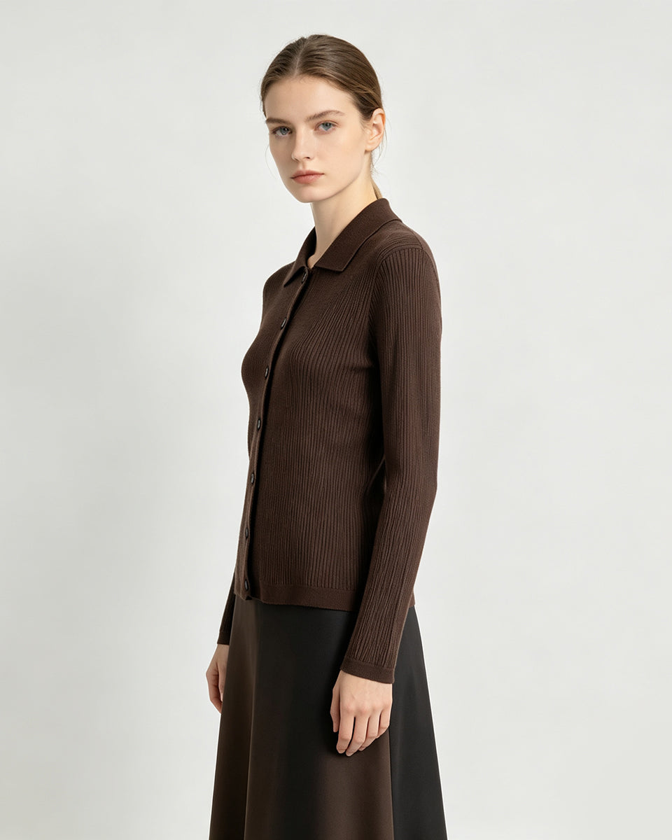 Polo Rib Knit Cardigan