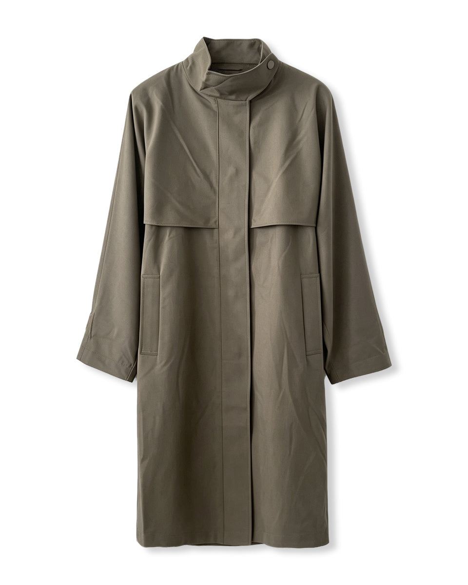 Wool Silk Stand‑Collar Trench