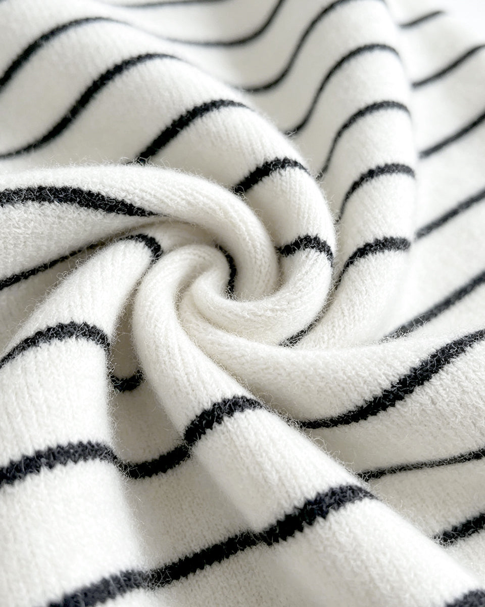 Boat‑Neck Striped Knit Sweater