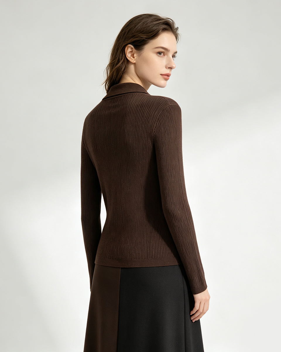 Polo Rib Knit Cardigan