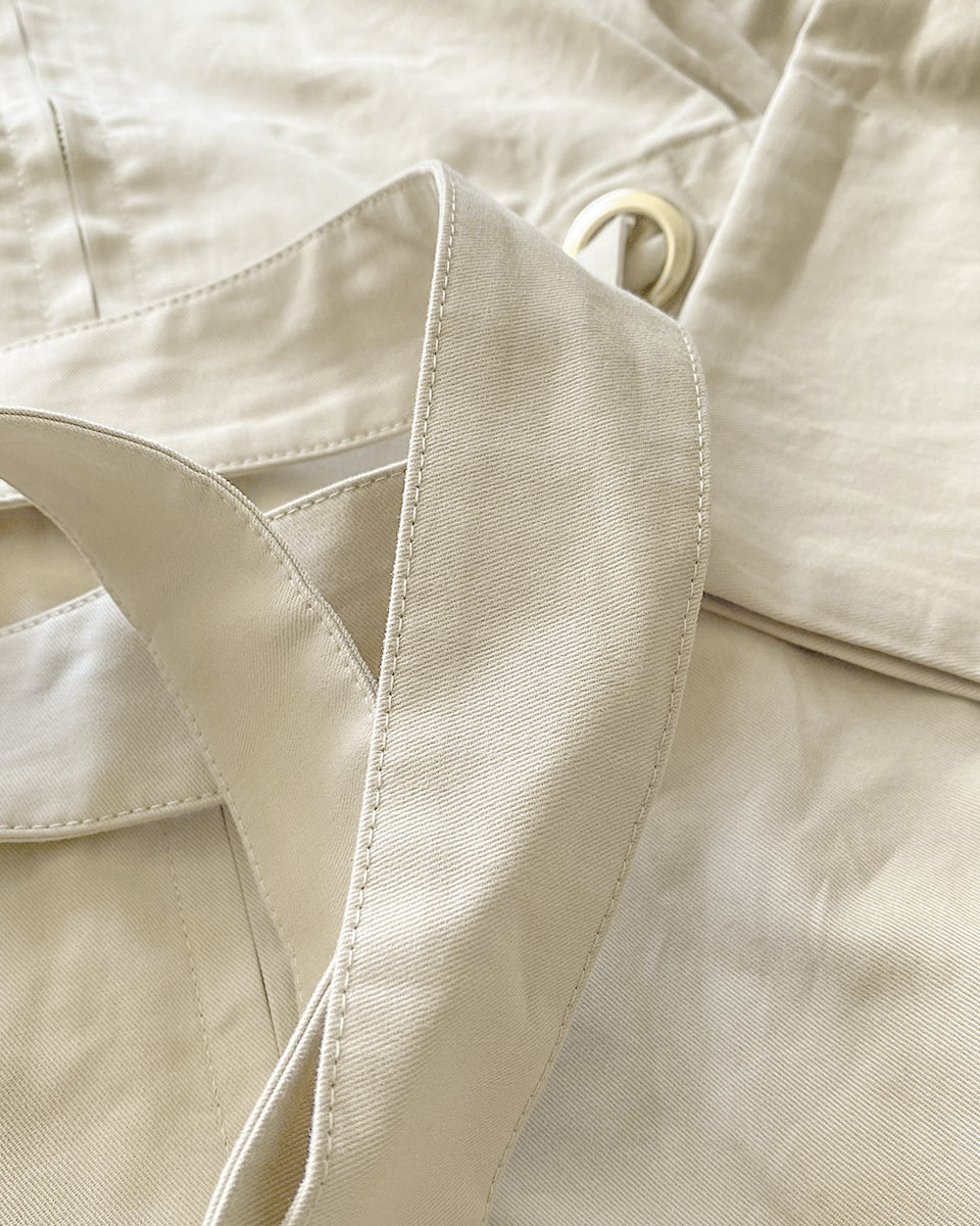 Stand‑Collar Drawstring Trench Coat