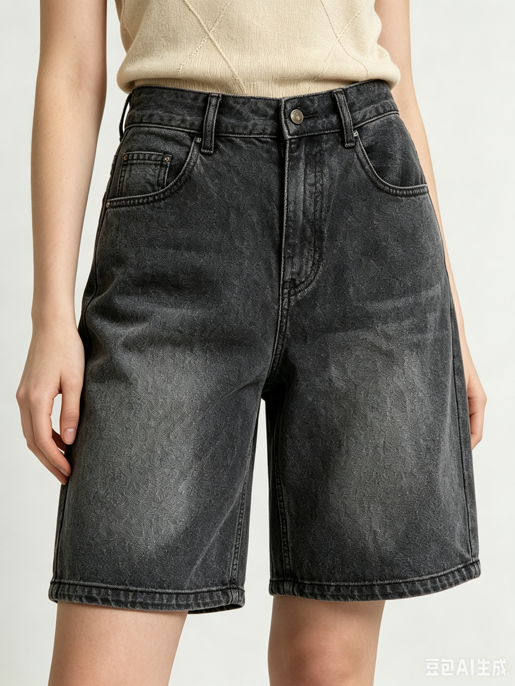 Washed Denim Bermuda Shorts