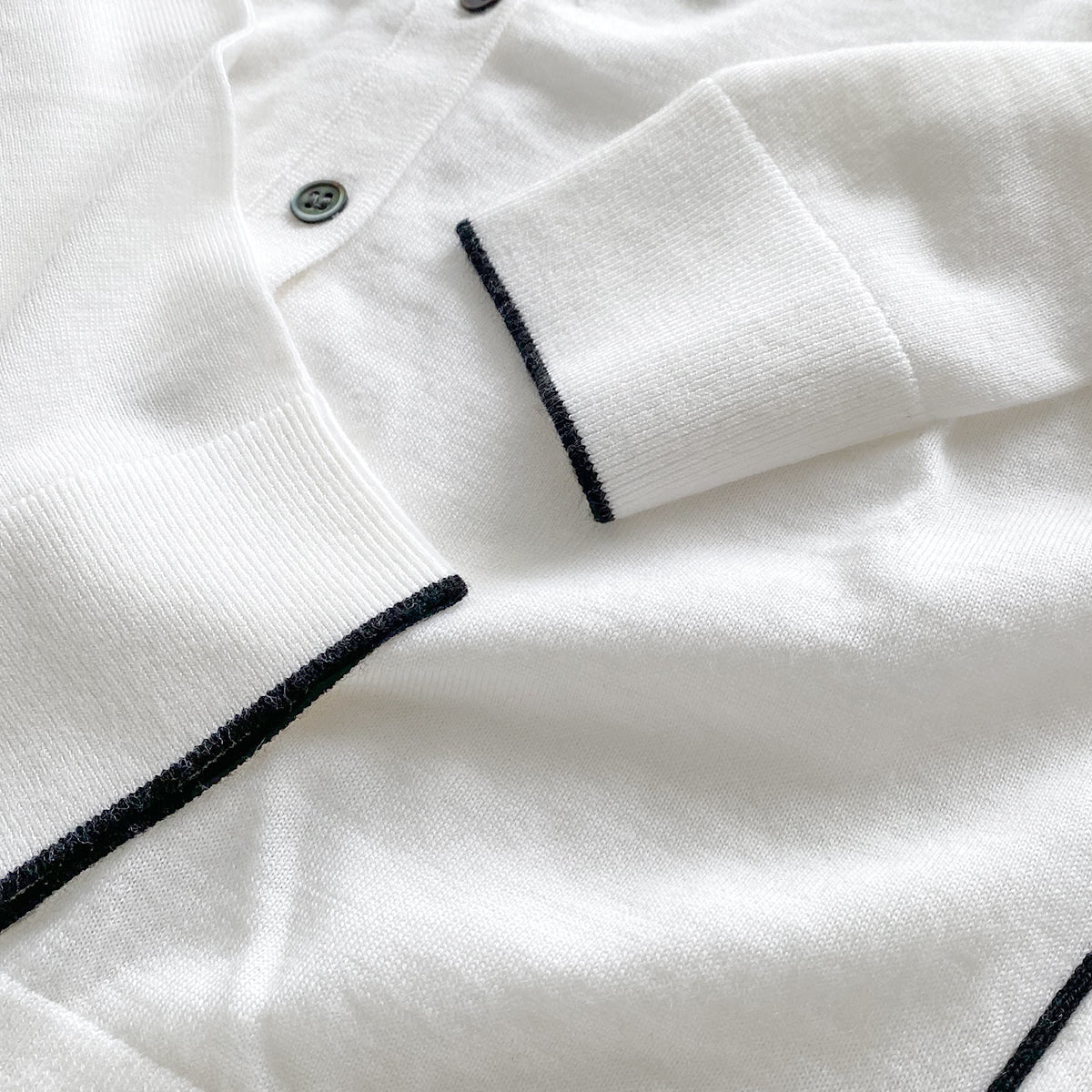Contrast‑Trim Wool Cardigan