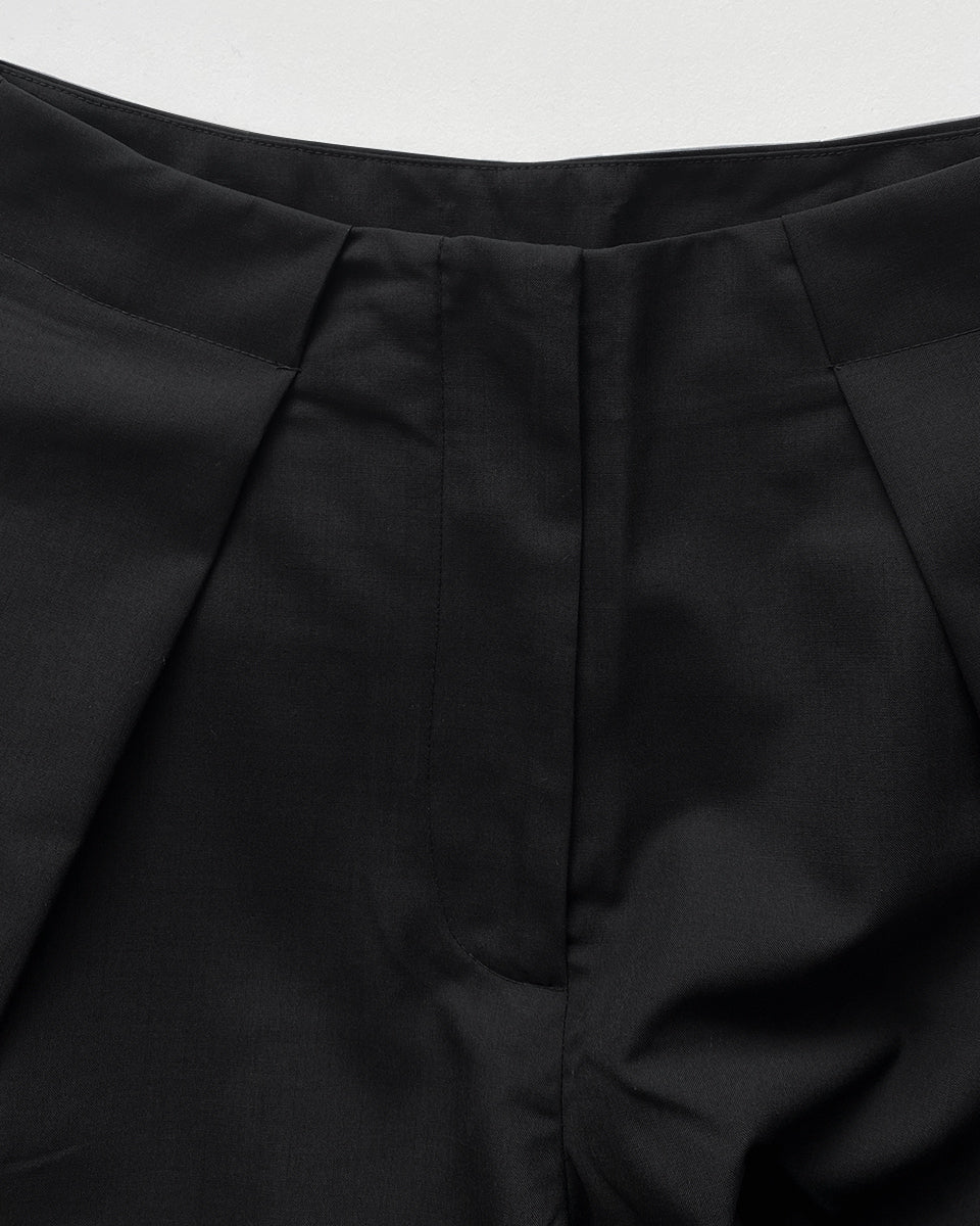 Black Wool‑Blend Trousers
