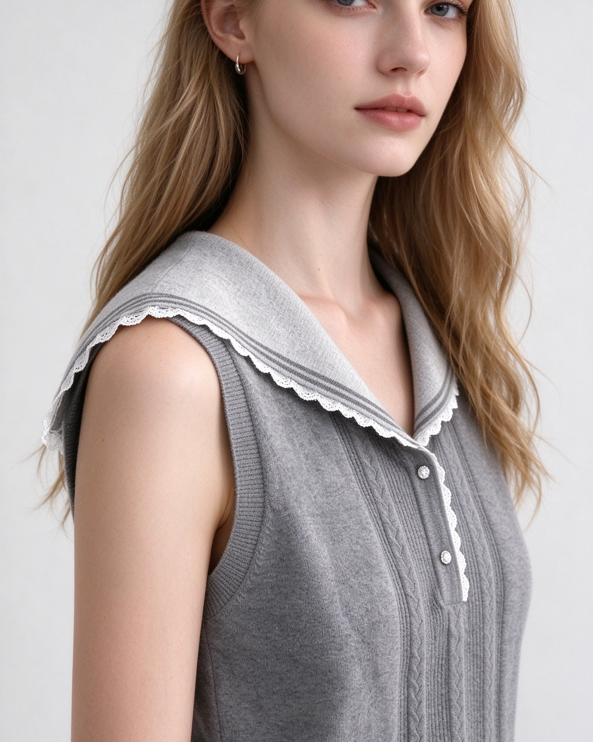 Navy Collar Cashmere Tank