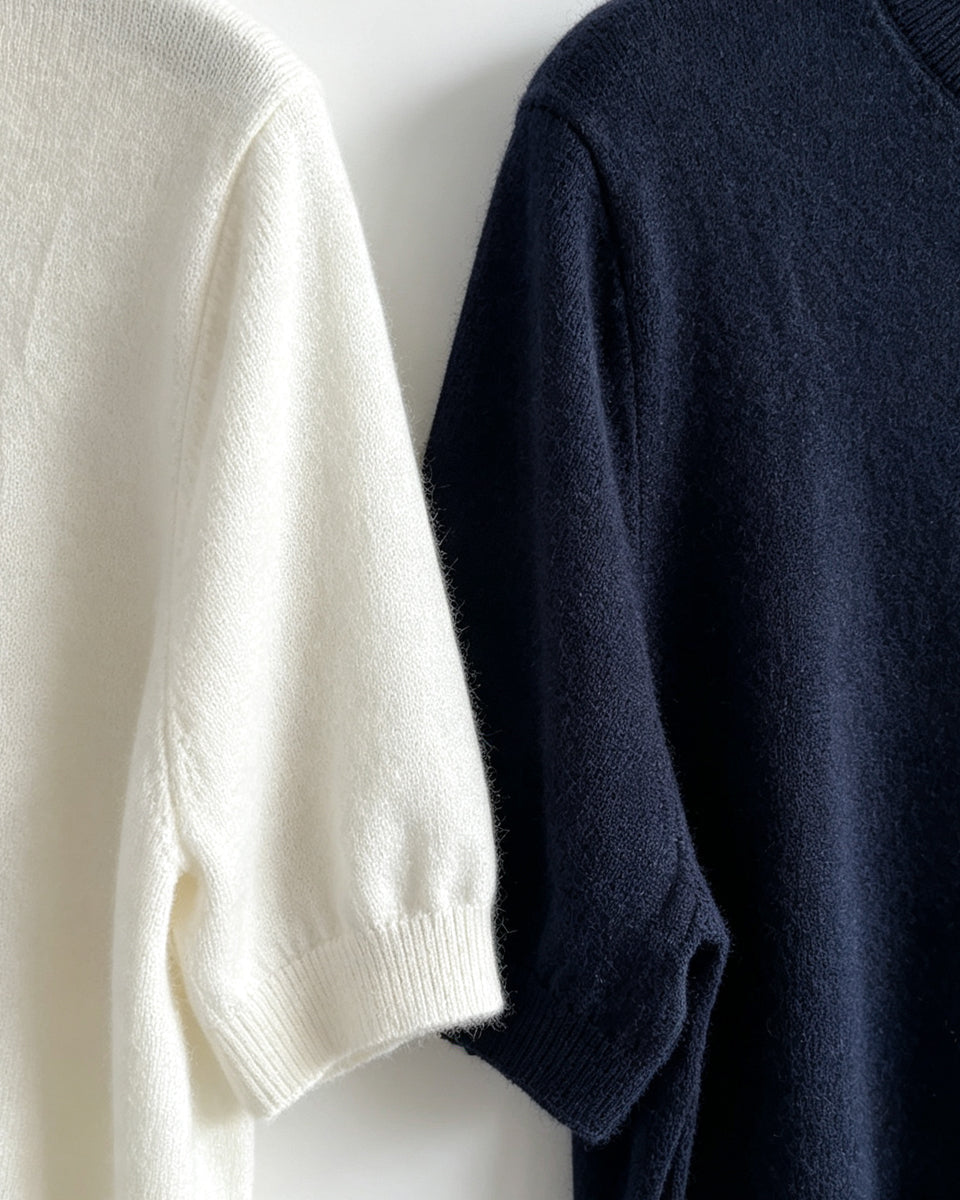 Lace‑Trim Knit Short‑Sleeve Top