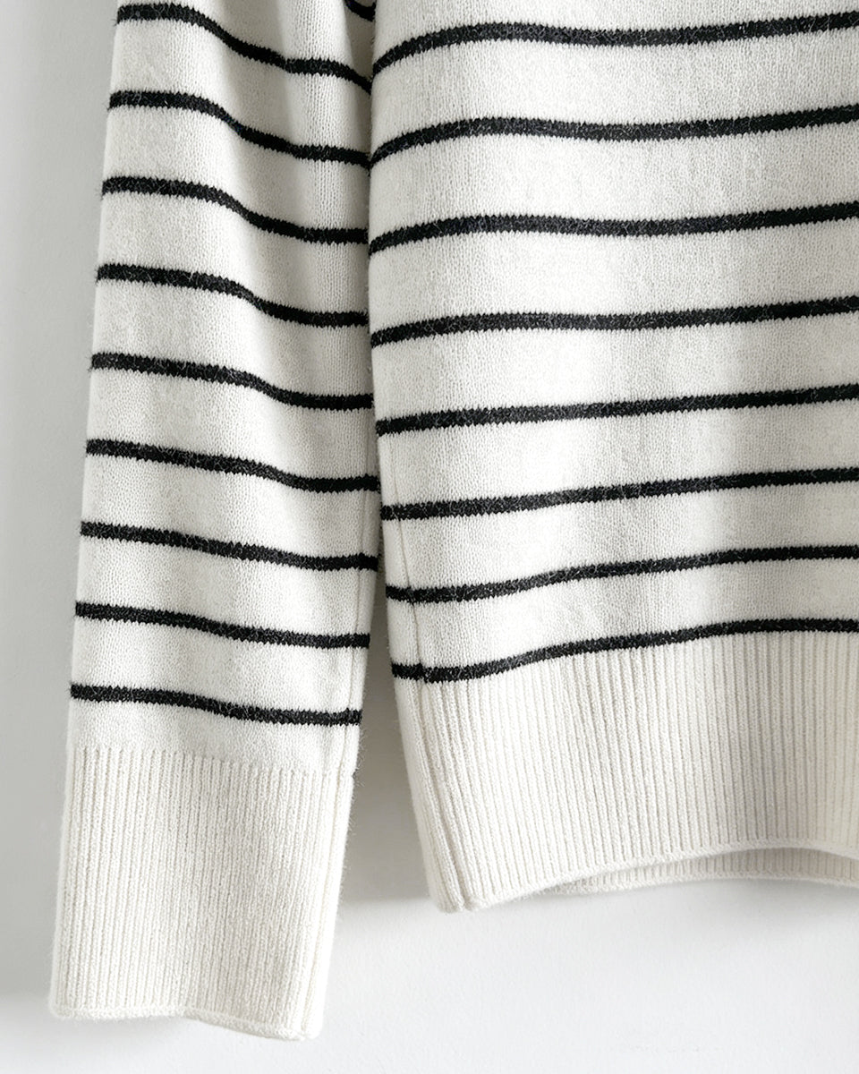 Boat‑Neck Striped Knit Sweater