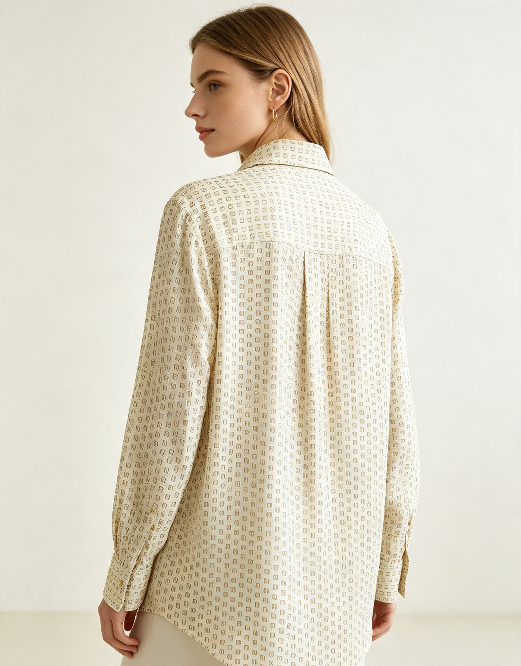 Silk Jacquard Collared Blouse