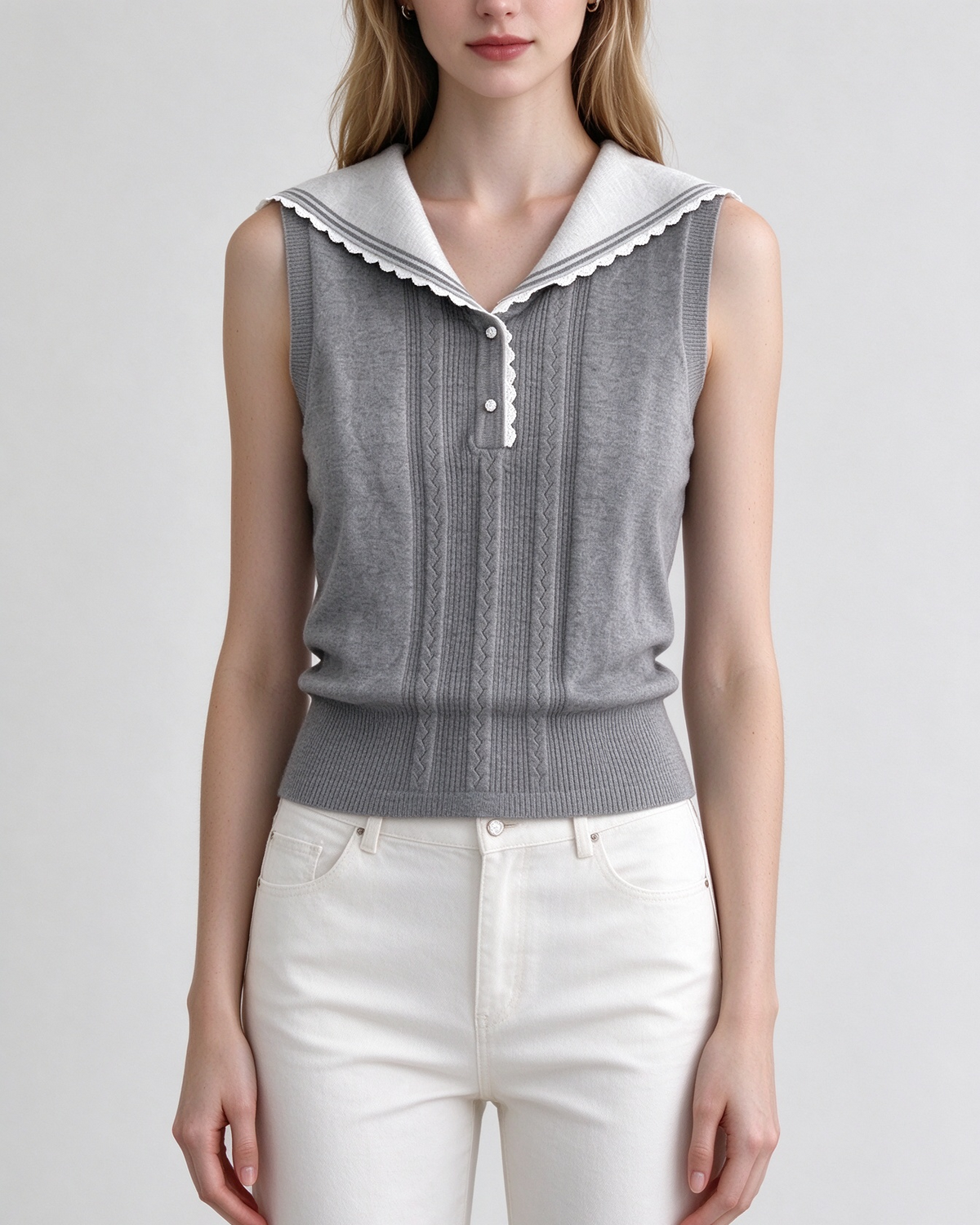 Navy Collar Cashmere Tank