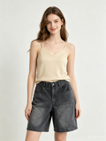 Washed Denim Bermuda Shorts