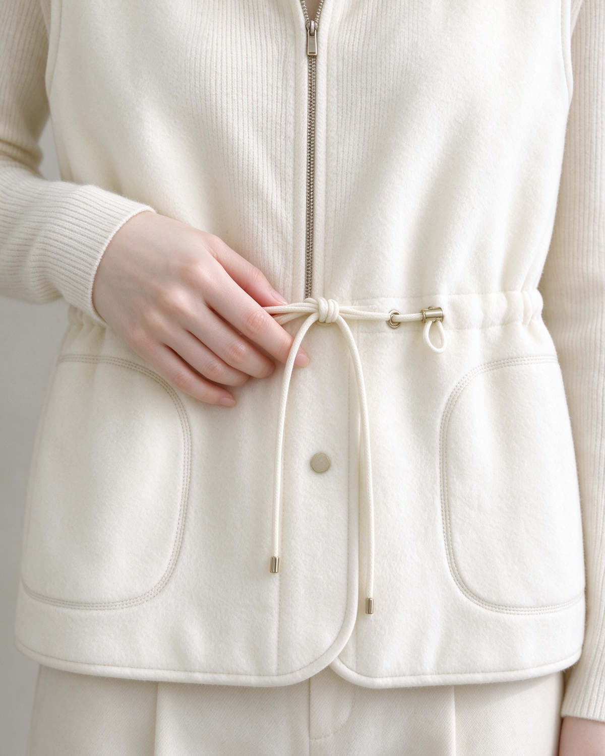Camel Wool Stand Collar Vest