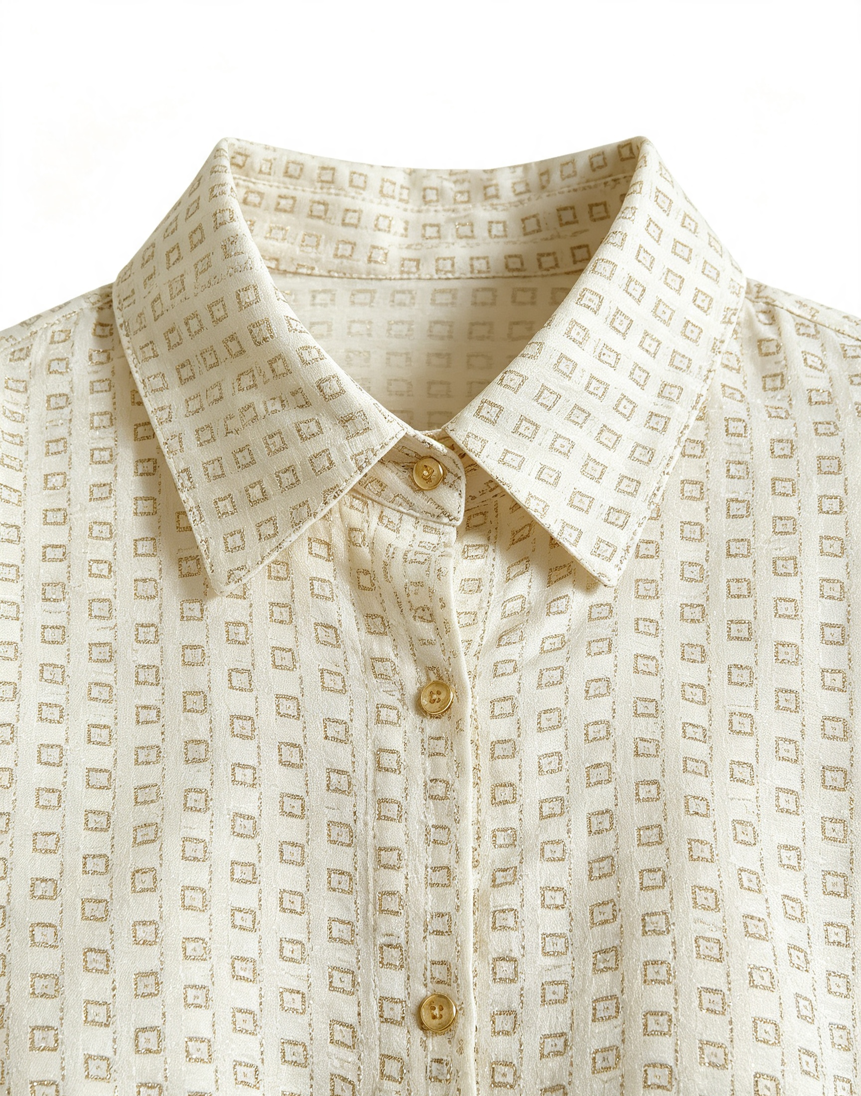 Silk Jacquard Collared Blouse