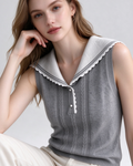 Navy Collar Cashmere Tank