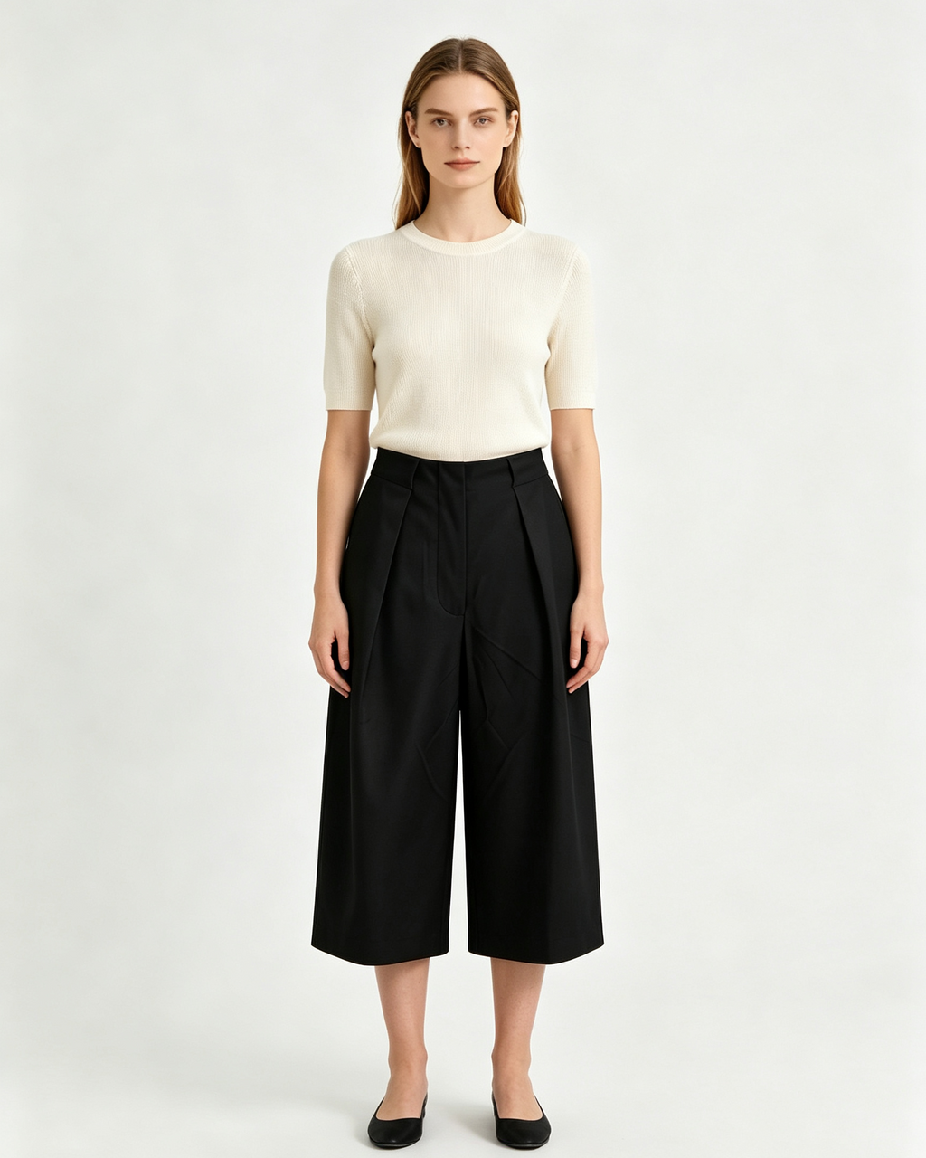 Black Wool‑Blend Trousers