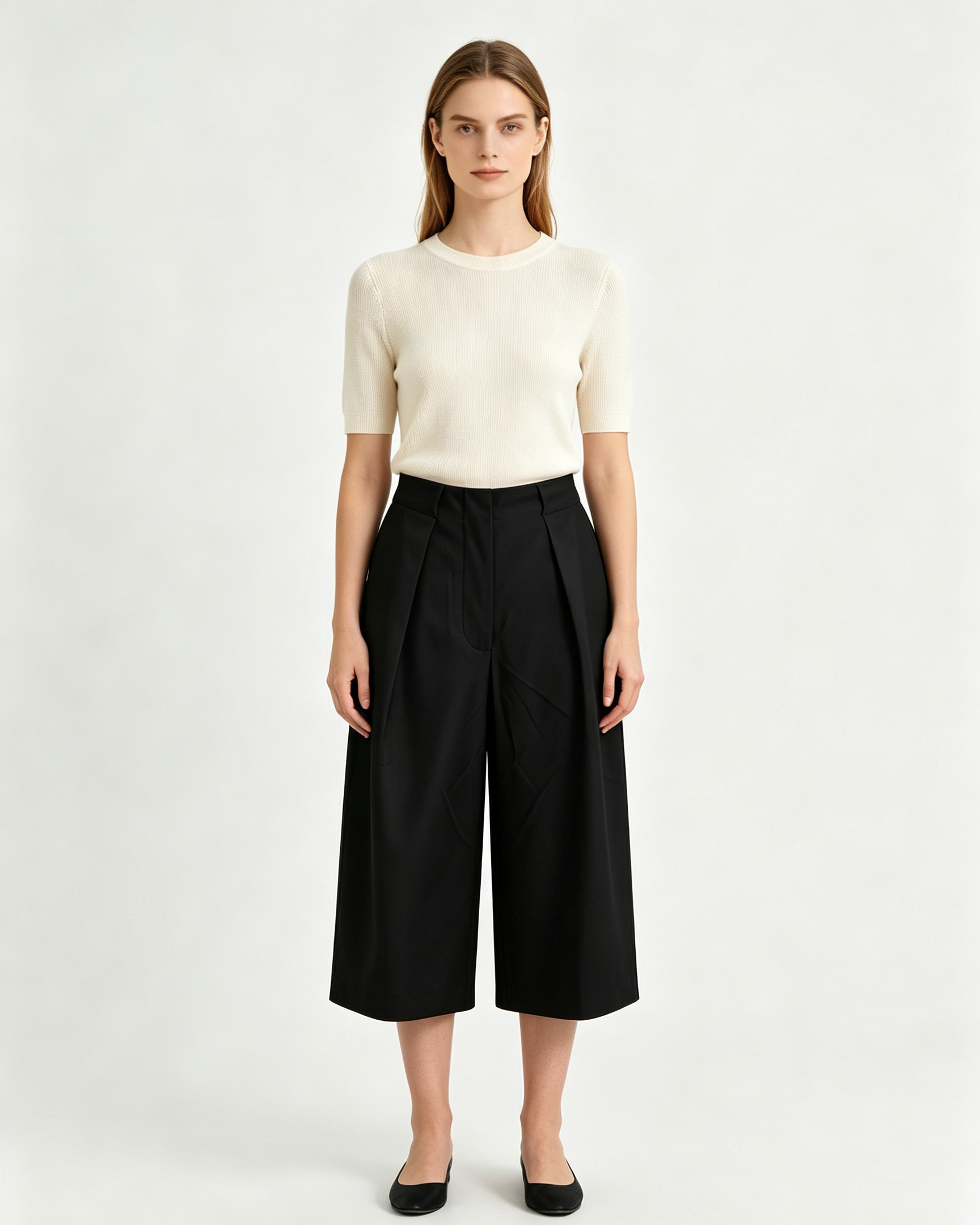 Black Wool‑Blend Trousers