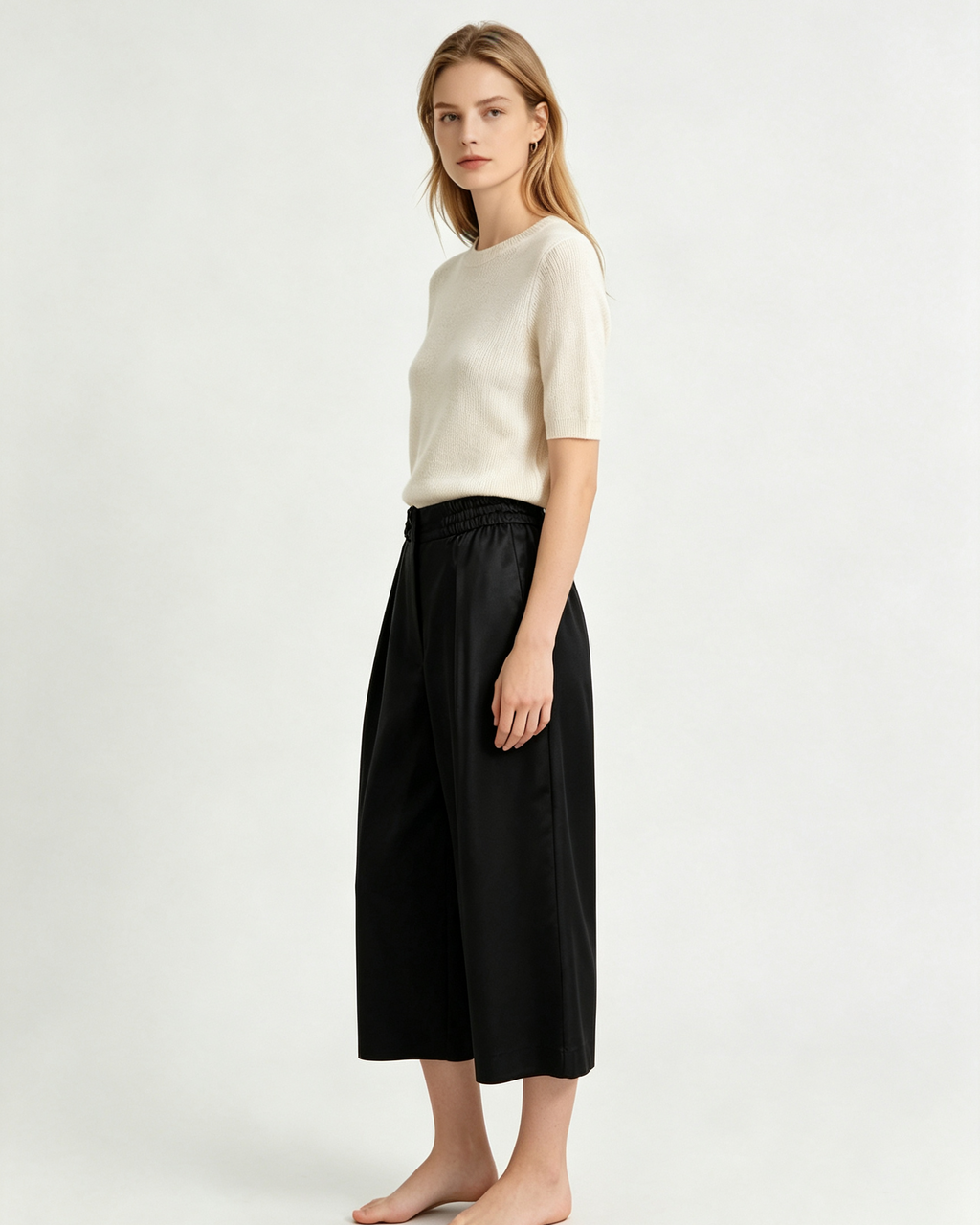 Black Wool‑Blend Trousers