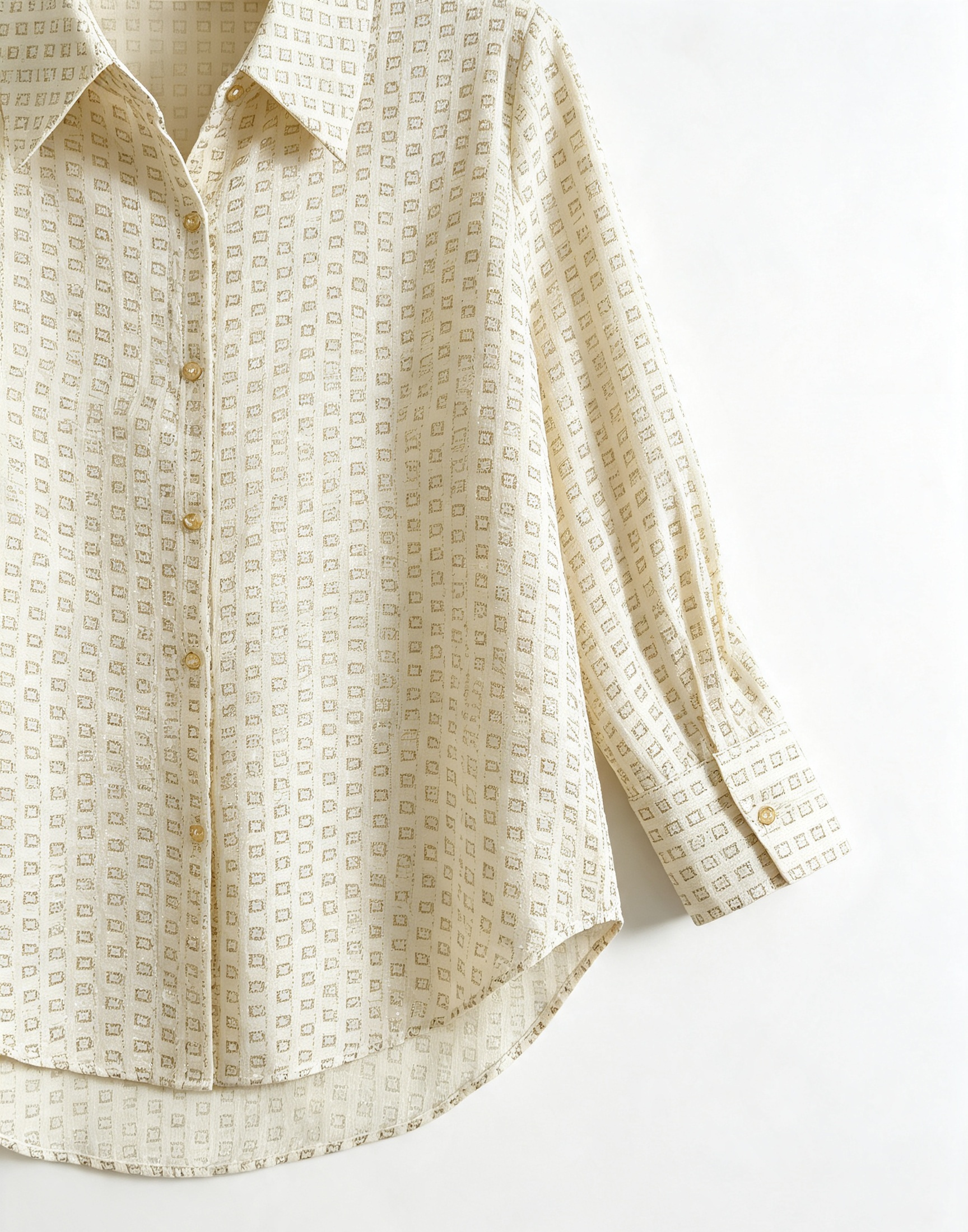Silk Jacquard Collared Blouse