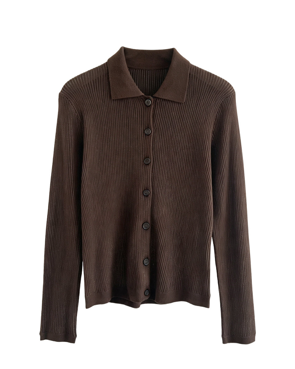 Polo Rib Knit Cardigan