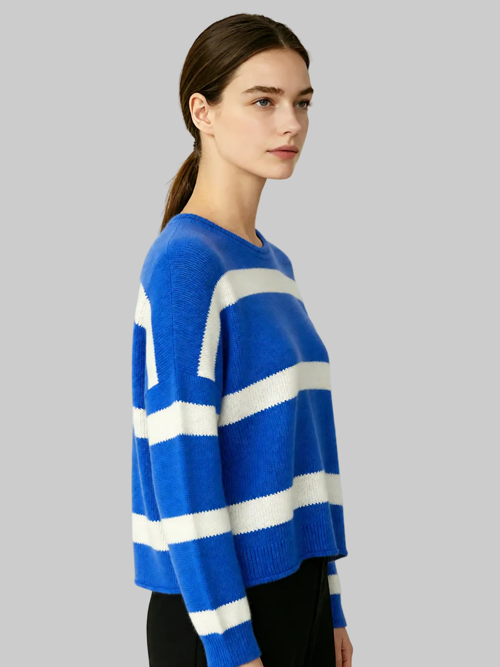 Striped Cropped Knit Sweater