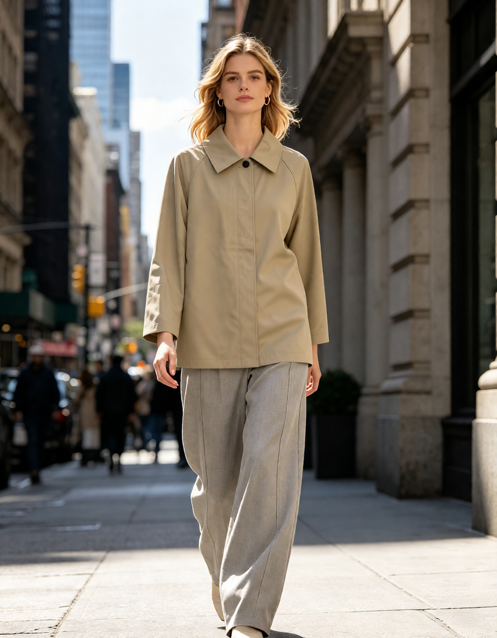 Wool Silk A‑Line Trench Coat