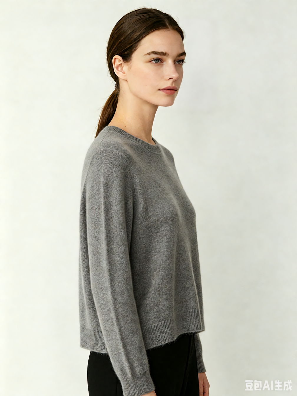 Cropped Cashmere Crew Sweater