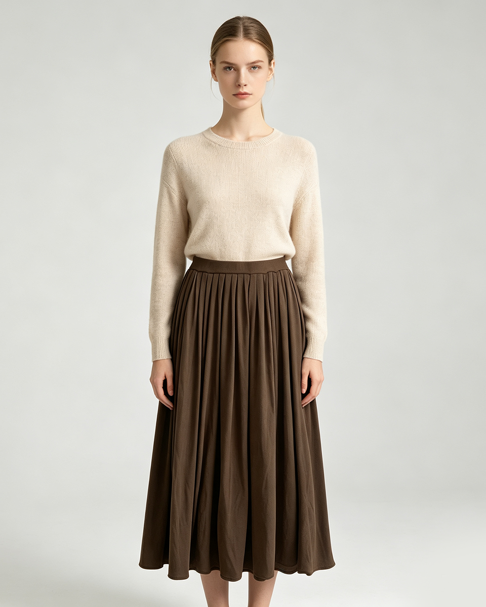 Elegant Pleated Midi Skirt